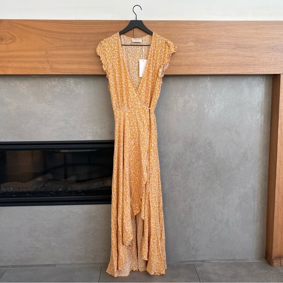 NWT Auguste the Label Dean Sierra Wrap Maxi Dress Yellow, Size 8 - Picture 10 of 16